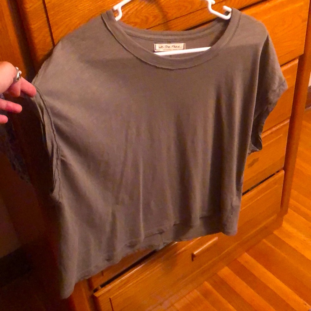 We The Free Olive Boxy Crop Tee